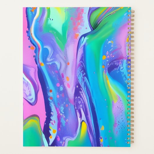 Vloeistofkunst met aangepaste naam Planner Pastel (Achterkant)