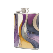 Vloeistoflijnen paarse en gouden abstracte waterve heupfles (Links)