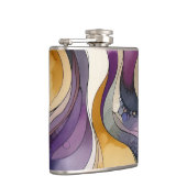 Vloeistoflijnen paarse en gouden abstracte waterve heupfles (Rechts)