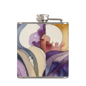 Vloeistoflijnen paarse en gouden abstracte waterve heupfles (Achterkant)