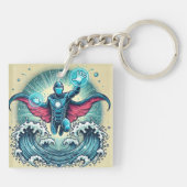 Vloeistofmanipulatie Superhero Design Sleutelhanger (Achterkant)