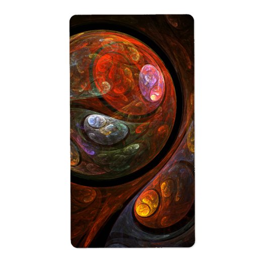 Vloeistofverbinding Abstract Art Fractal Etiket (Voorkant)