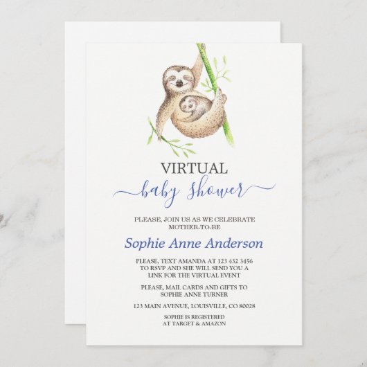 Vloeit virtuele Baby shower per post met Waterverf Kaart (Voorkant / Achterkant)