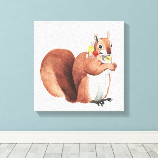 Vloeizoenkruin Forester Squirrel Canvas Afdruk (Insitu (Houten vloer))