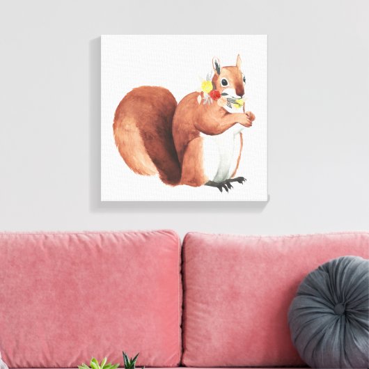 Vloeizoenkruin Forester Squirrel Canvas Afdruk (Insitu (Woonkamer))