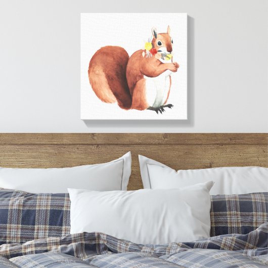 Vloeizoenkruin Forester Squirrel Canvas Afdruk (Insitu (Slaapkamer))