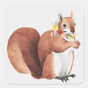 Vloeizoenkruin Forester Squirrel Vierkante Sticker