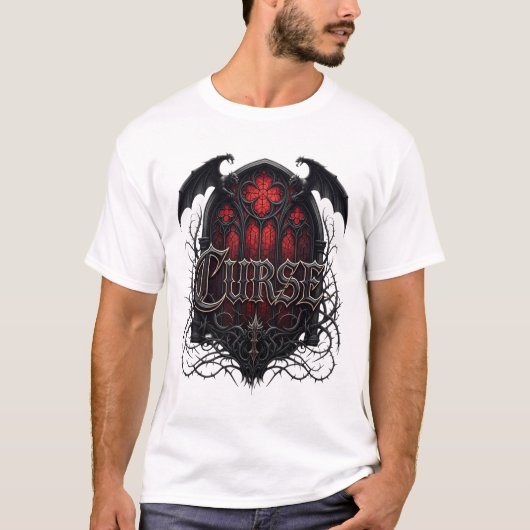 Vloek – Gotisch kerkraam Dark Fantasy Design T-shirt (Voorkant)