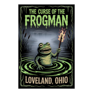 Vloek van de Loveland Frogman Cryptid Ohio Horror Perfect Poster