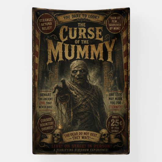 Vloek van de Mummie Freak Sideshow Banner (Verticaal)