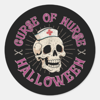Vloek van verpleegster Halloween Spooky Nurse Skul Ronde Sticker