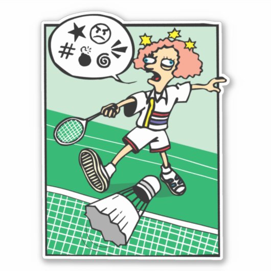 Vloekende Badminton Speelster Sticker (Voorkant)