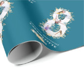 Vloer 8e verjaardag Blauwgroen foto Collage Blauw  Cadeaupapier (Rol Hoek)