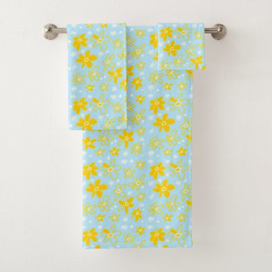 Vloer Bouquet Daisy Meadow Sky Yellow White Bad Handdoek (Insitu)