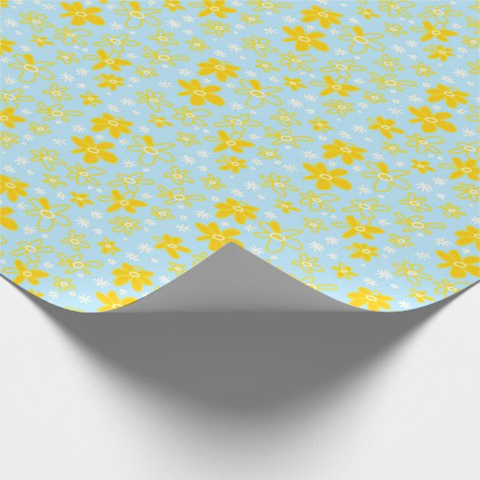 Vloer Bouquet Daisy Meadow Sky Yellow White Cadeaupapier (Hoek)