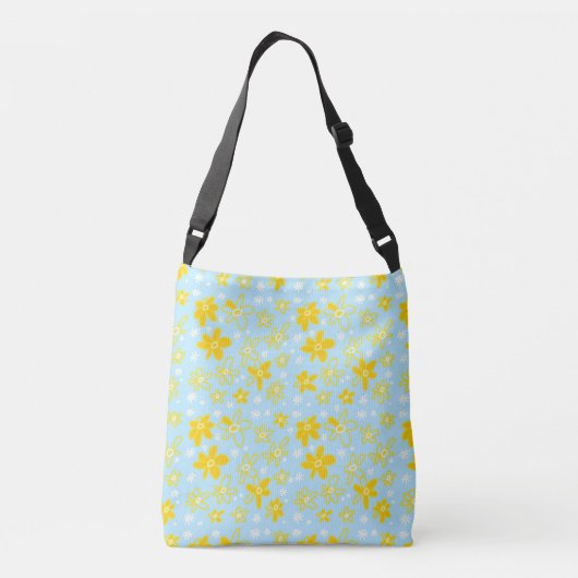 Vloer Bouquet Daisy Meadow Sky Yellow White Crossbody Tas (Achterkant)