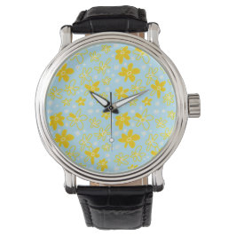 Vloer Bouquet Daisy Meadow Sky Yellow White Horloge