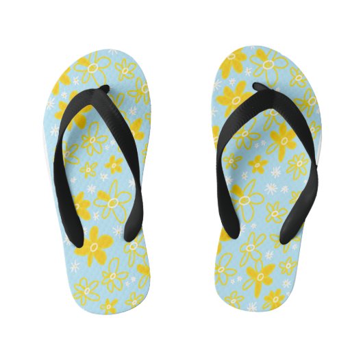 Vloer Bouquet Daisy Meadow Sky Yellow White Kinder Teenslippers (Voetbed)