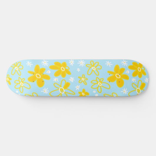 Vloer Bouquet Daisy Meadow Sky Yellow White Persoonlijk Skateboard (Horizontaal)