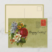  Vloer Bouquet Green Mail met Rode Stempel Feestdagenkaart (Voorkant / Achterkant)