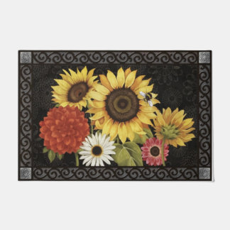 Vloer Bouquet Indoor Welkom Mat, Black Deurmat