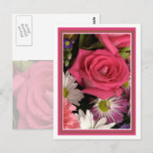 Vloer Bouquet Roze Briefkaart (Voorkant / Achterkant)