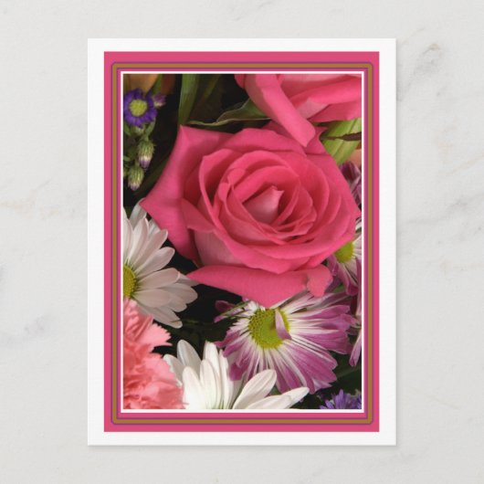 Vloer Bouquet Roze Briefkaart (Voorkant)