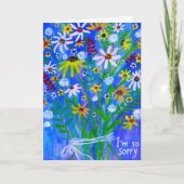 Vloer Daisies Bouquet CONDOLENCES blauw paars Kaart (Voorkant)