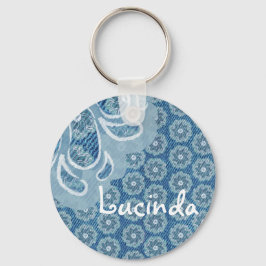 Vloer en denim Faded aqua name sleutelhanger