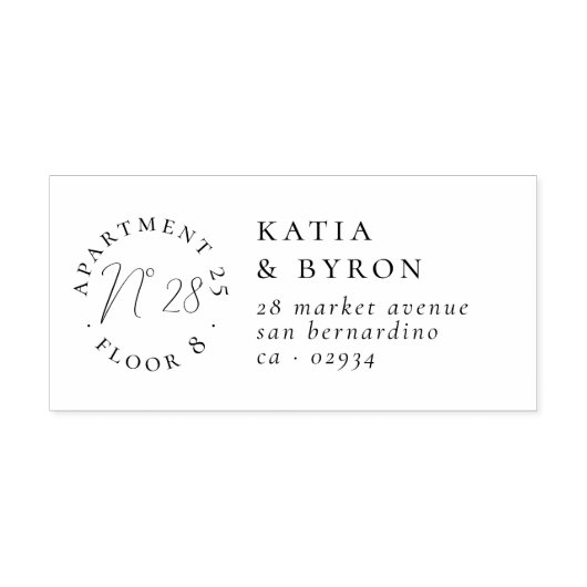 Vloer en huisnummer van het appartement Adres teru Rubberstempel (Afrduk)