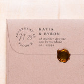 Vloer en huisnummer van het appartement Adres teru Rubberstempel