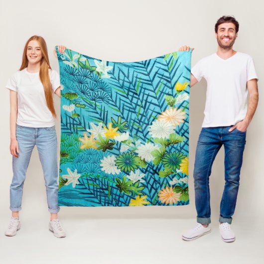 Vloer en Leaf, Japans ontwerp Fleece Deken (In situ)