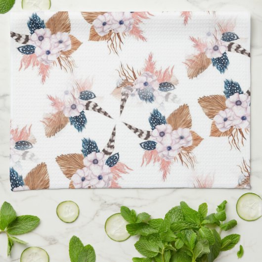 Vloer- en veerhanddoeken van Boho Geometric Kitche Theedoek (Gevouwen)