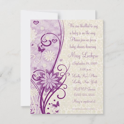 Vloer en vlinder Baby shower Kaart (Achterkant)