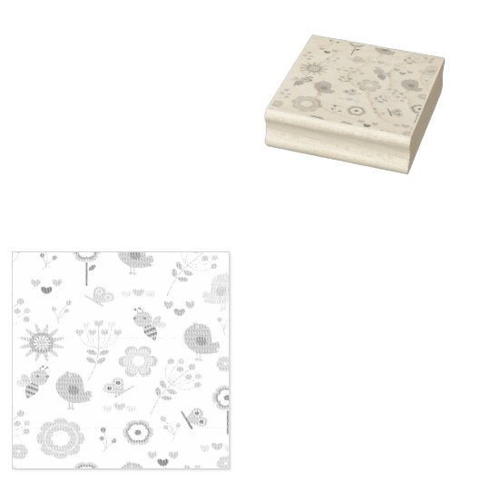 Vloer- en vogelbloemen rubberstempel (Gestempeld)