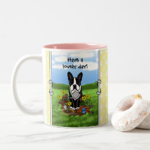 Vloer Gardener Boston Terrier (zwart) Cute Dog Tweekleurige Koffiemok