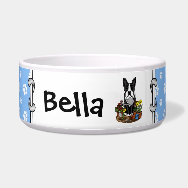 Vloer Gardener Boston Terrier (zwart) Cute Dog Voerbakje (Voorkant)