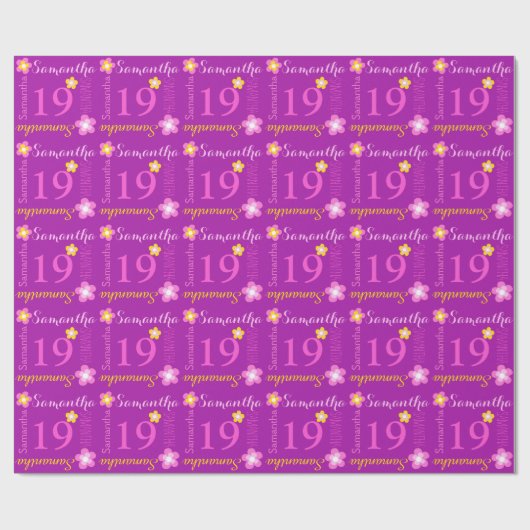 Vloer gepersonaliseerde naam leeftijd 19e verjaard cadeaupapier (Vlak)