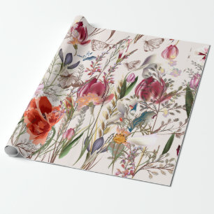 Vloer patroon met bijbehorende planten. Vinta Cadeaupapier