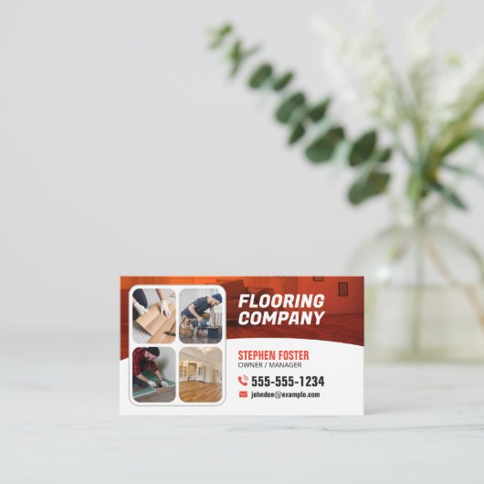 Vloeraannemer Houten Vloer Tegel Sinaasappel Wit Visitekaartje (Staand voorkant)