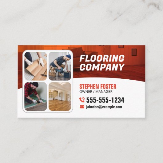 Vloeraannemer Houten Vloer Tegel Sinaasappel Wit Visitekaartje (Voorkant)