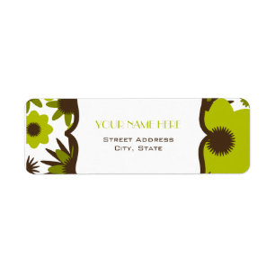 Vloeradreslabel - Retro Green Flowers Etiket