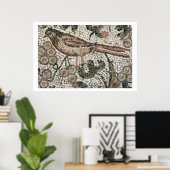 Vloerbedekking met een vogel, 4e eeuw AD (m Poster (Thuiskantoor)
