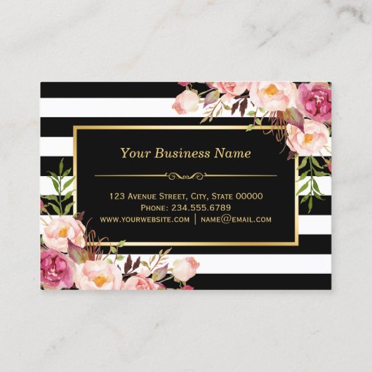 vloerbedekking rond zwarte witte strepen visitekaartje (Achterkant)