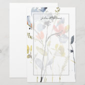 Vloerbedekking - Waterverf bloemen en gedichten Briefpapier (Voorkant / Achterkant)