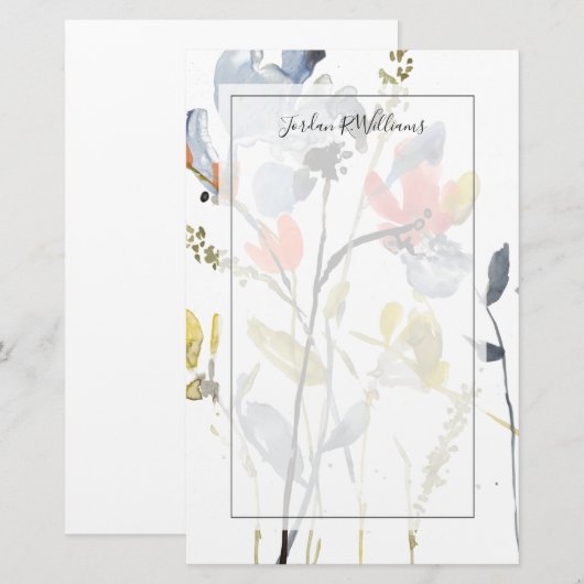 Vloerbedekking - Waterverf bloemen en gedichten Briefpapier (Voorkant / Achterkant)