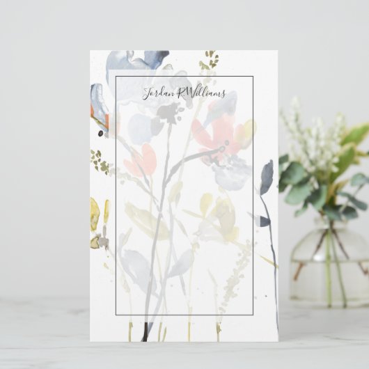 Vloerbedekking - Waterverf bloemen en gedichten Briefpapier (Staand voorkant)