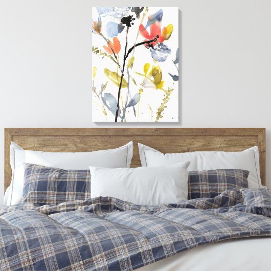 Vloerbedekking - Waterverf bloemen en gedichten Canvas Afdruk (Insitu (Slaapkamer))