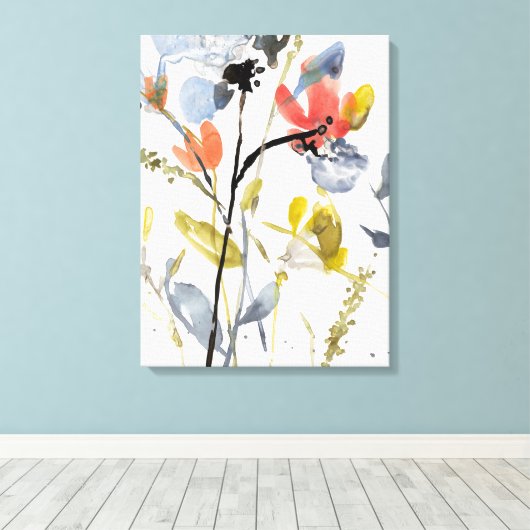 Vloerbedekking - Waterverf bloemen en gedichten Canvas Afdruk (Insitu (Houten vloer))