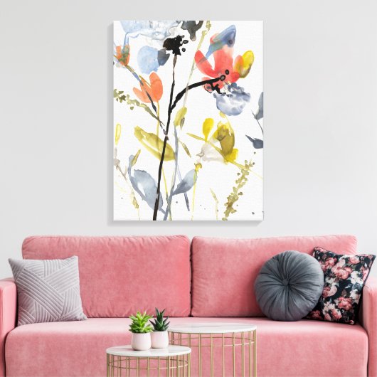 Vloerbedekking - Waterverf bloemen en gedichten Canvas Afdruk (Insitu (Woonkamer))